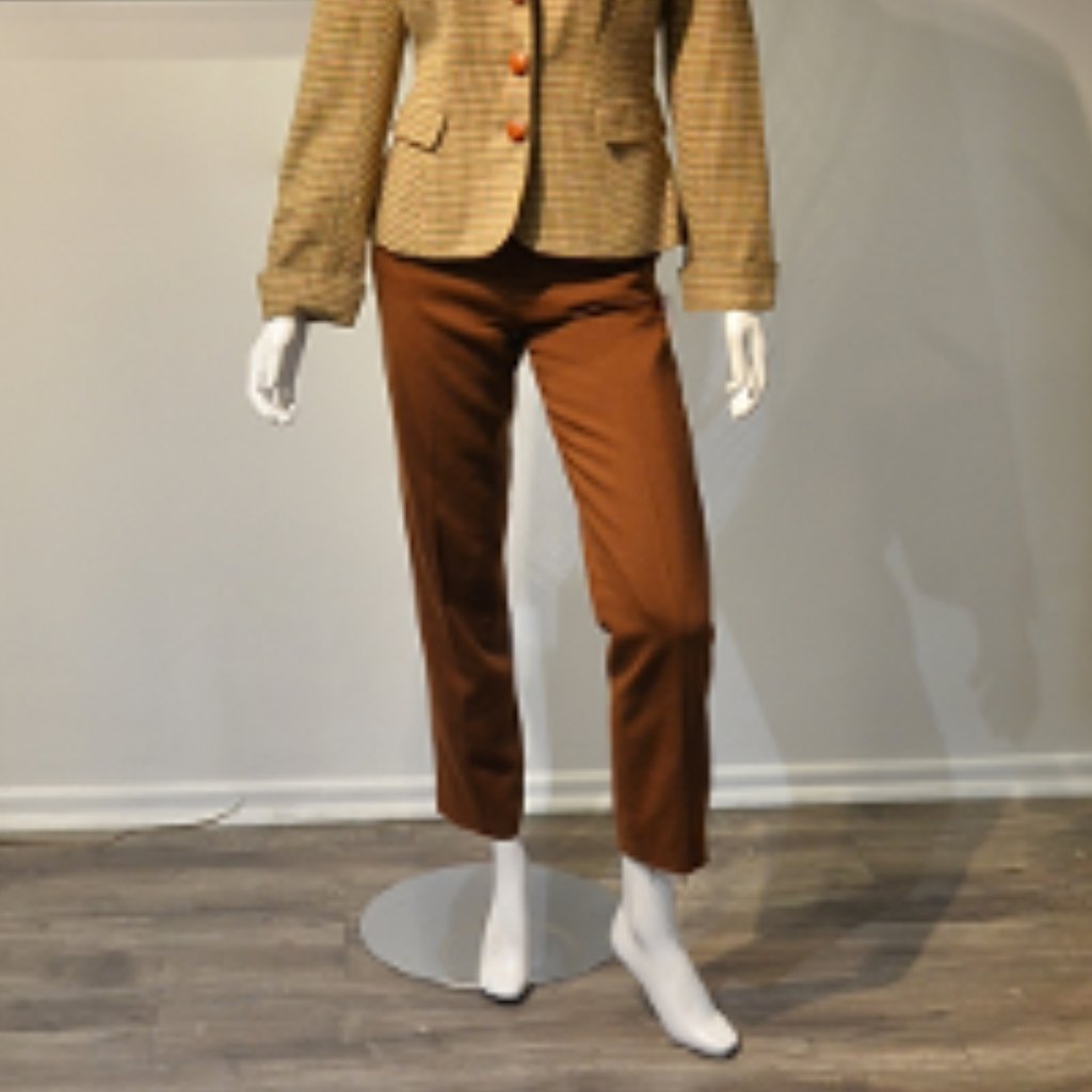 Wool Flannel Flat Front Straight Leg Trouser
